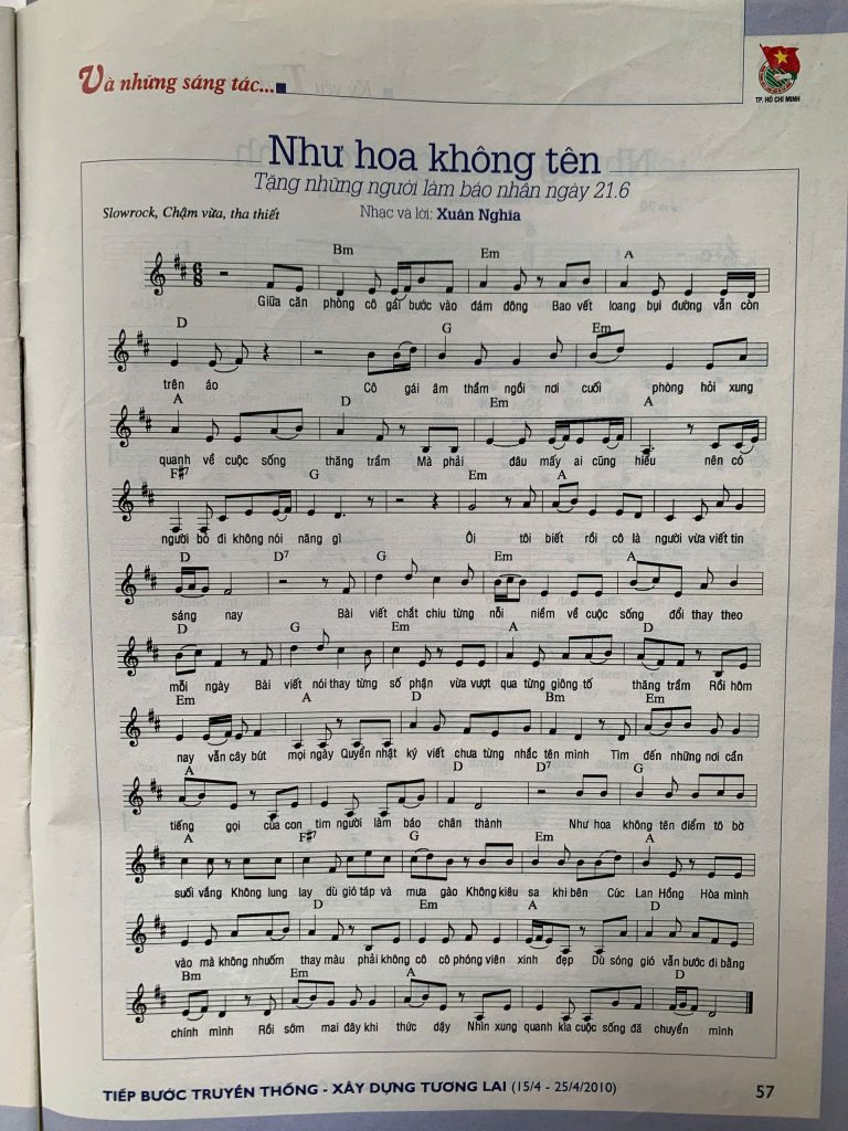 bài hát như hoa không tên